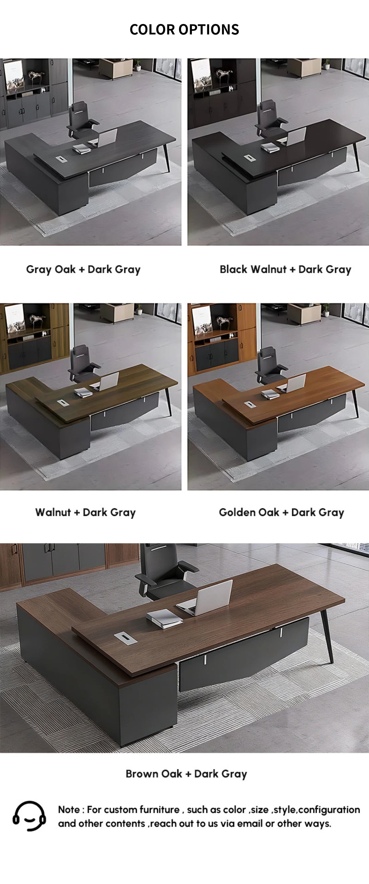 Modern Executive Desk 51-75 in Wide with Cable Management, Lumbar Support & Privacy Panel — Detail image 12