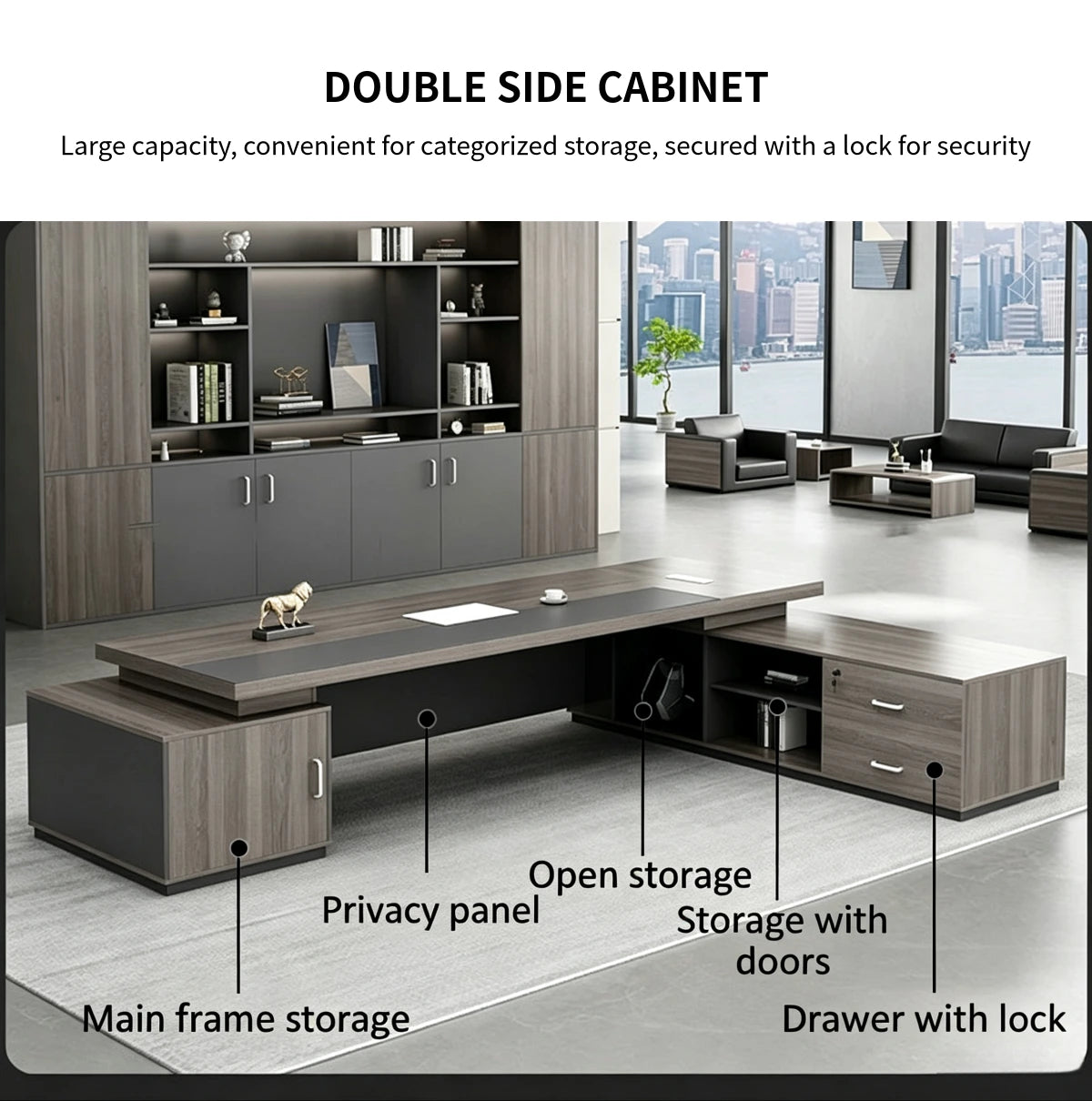 Modern Executive Desk with Side Storage & Lumbar Support for Home Office — Detail image 4