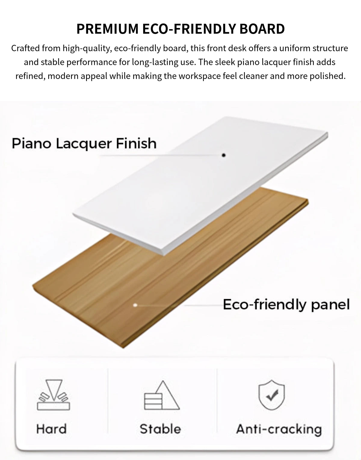 Curved Reception Desk 59-205 in Wide with Keyboard Tray, File Drawers & LED Lighting — Detail image 2