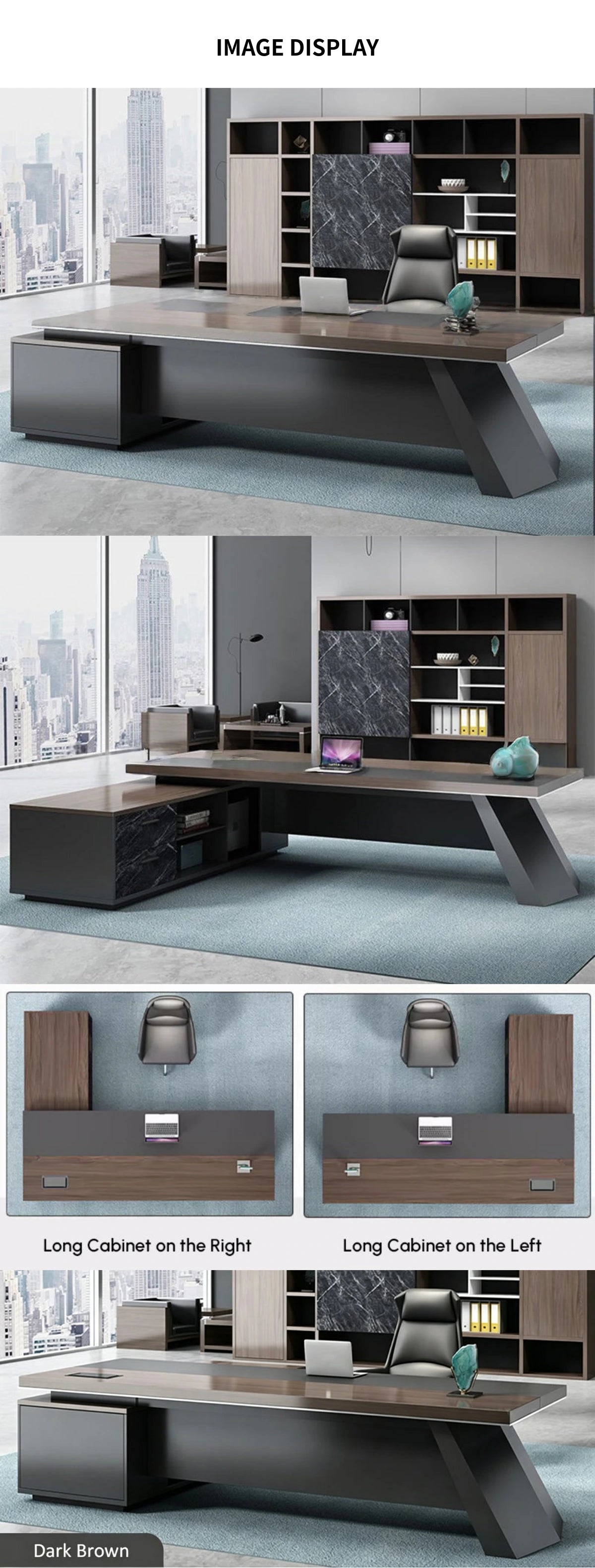 Modern Executive Desk 21-126 in Wide with Cable Management & Side Storage for Home Office — Detail image 9