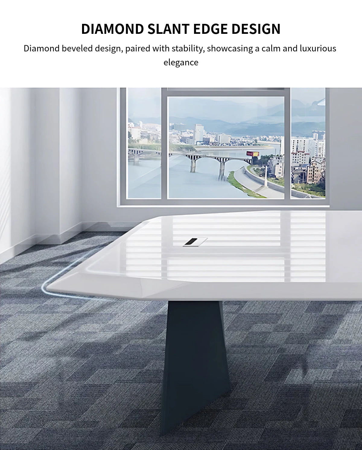 Rectangular Conference Table 42-197 in Wide (3.5-16.4 ft) with Cable Management — Detail image 3