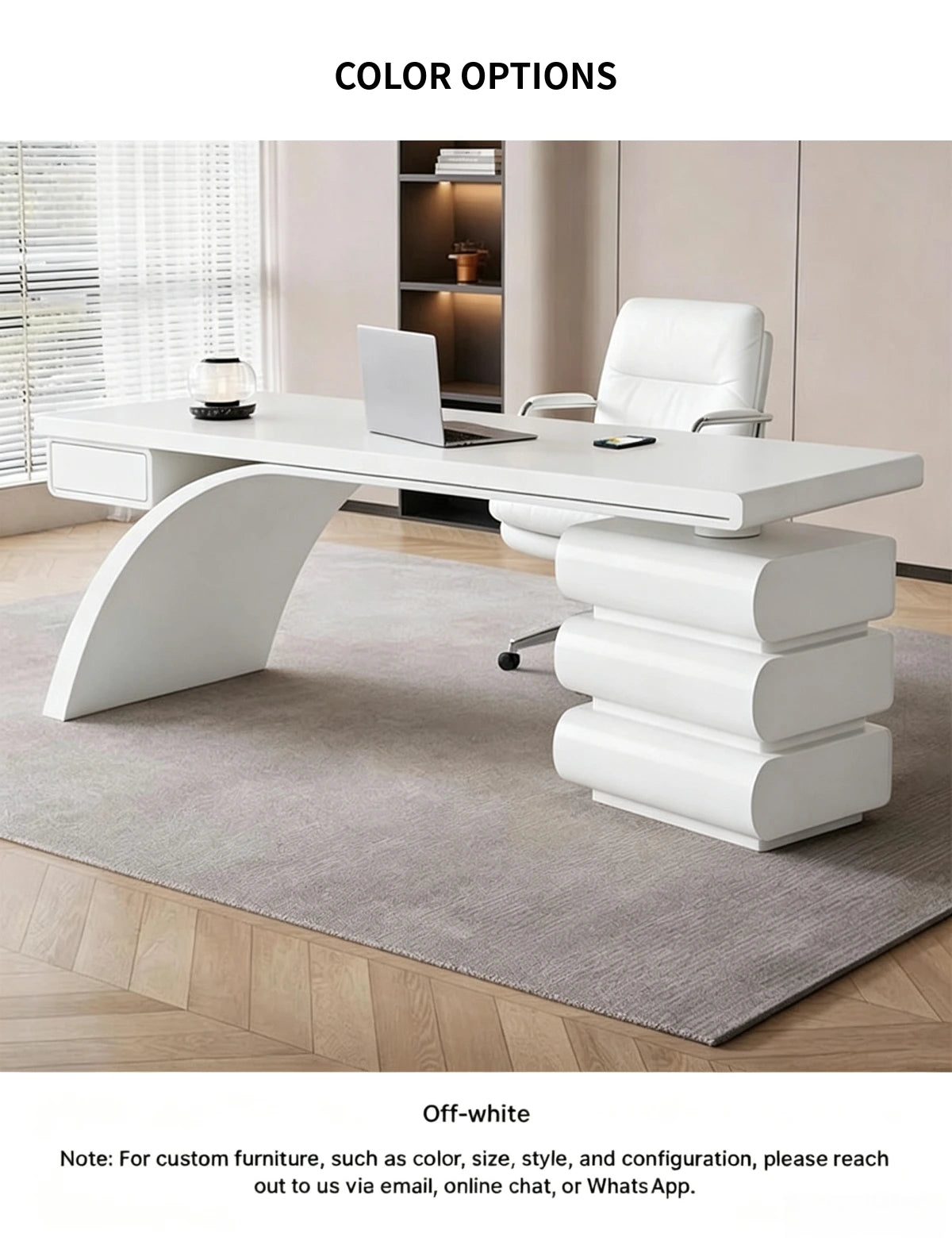 Chic Solid Wood Lacquer Executive Desk with Ergonomic Curved Edges & Ample Storage for Modern Home & Office LBZ-2342 — Detail image 9