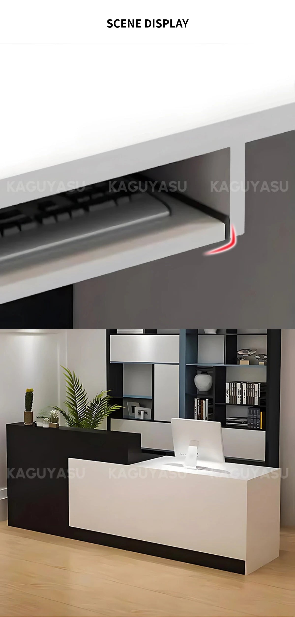 Modern Reception Desk 47-126 in Wide with Lumbar Support for Office Lobby — Detail image 6