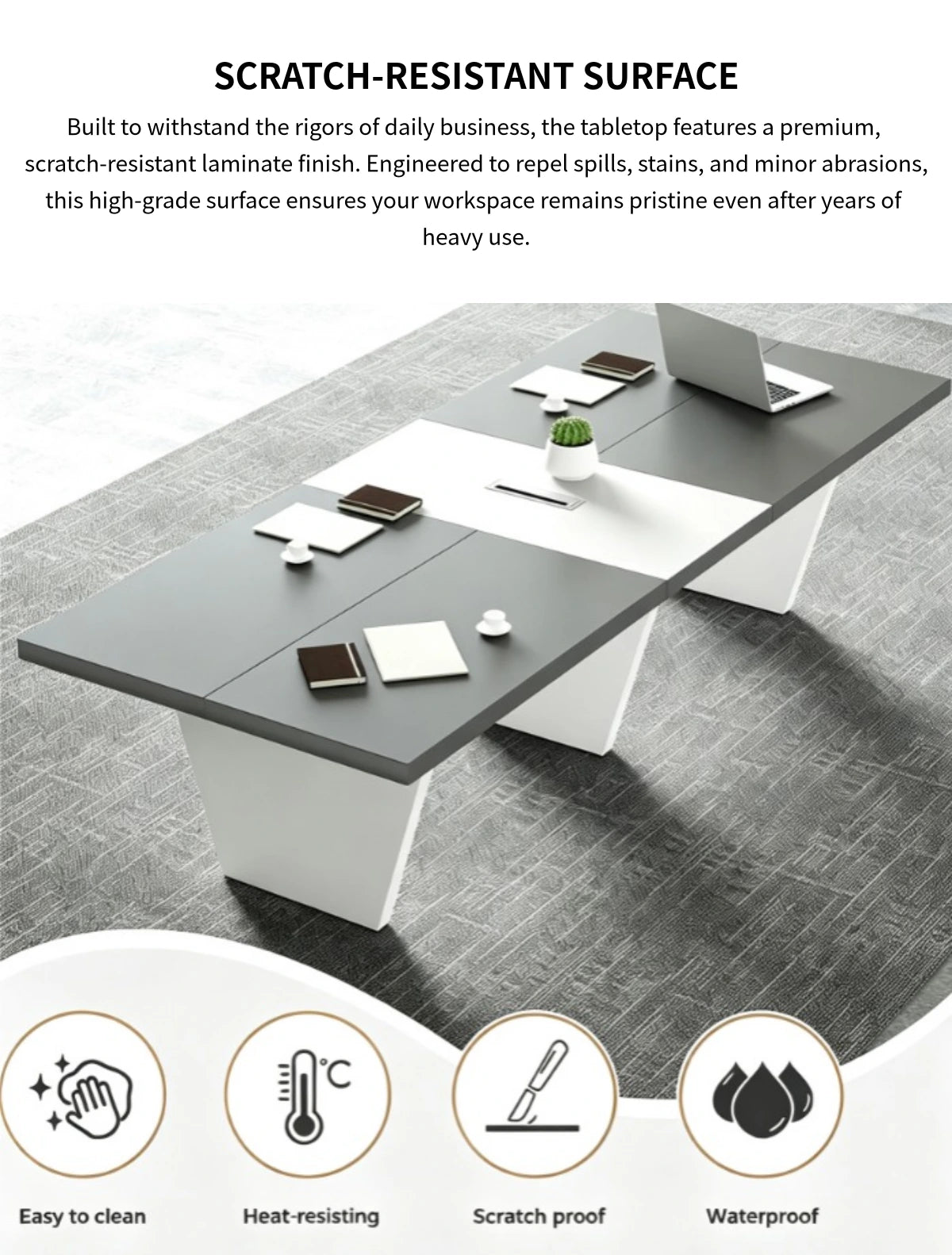 Rectangular Conference Table with Dual-Tone, Cable Management & Walnut for Boardroom — Detail image 2