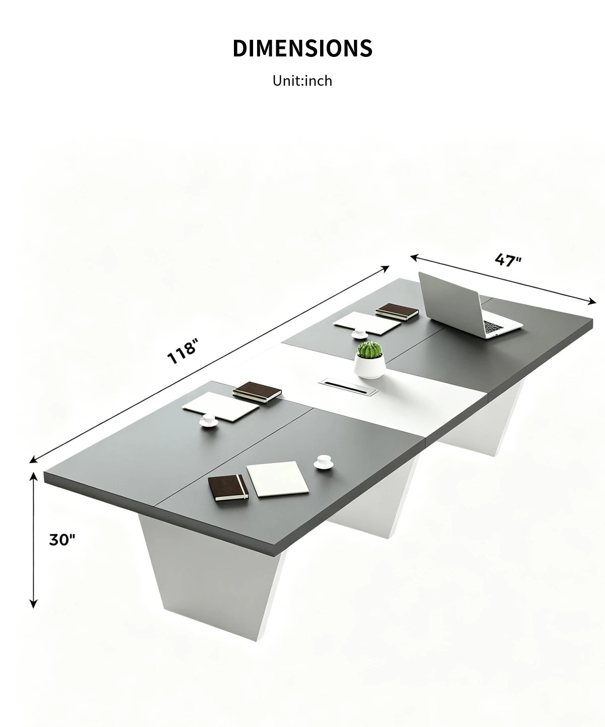 Rectangular Conference Table with Dual-Tone, Cable Management & Walnut for Boardroom — Detail image 7