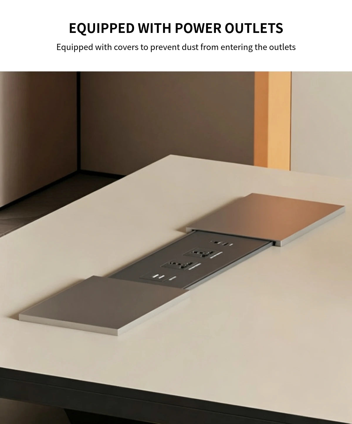 Modern Conference Table 59-91 in Wide (4.9-7.6 ft) with Built-In Outlets & Lumbar Support — Detail image 5
