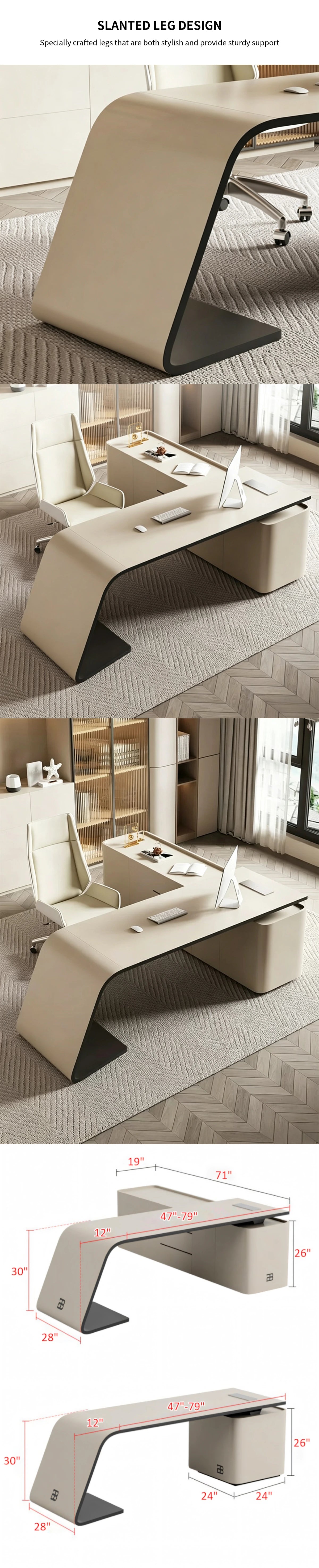 Modern Conference Table 59-91 in Wide (4.9-7.6 ft) with Built-In Outlets & Lumbar Support — Detail image 7