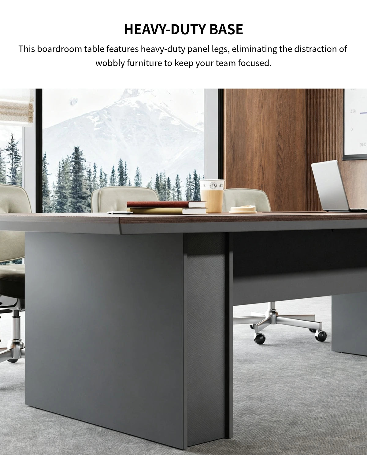 Rectangular Conference Table 94 in Wide (7.8 ft) with Built-In Outlets & Cable Management — Detail image 3
