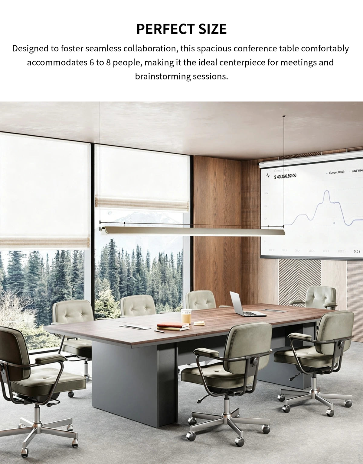 Rectangular Conference Table 94 in Wide (7.8 ft) with Built-In Outlets & Cable Management — Detail image 5