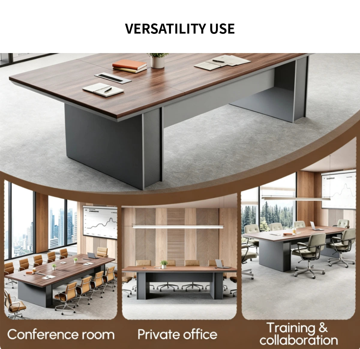 Rectangular Conference Table 94 in Wide (7.8 ft) with Built-In Outlets & Cable Management — Detail image 6