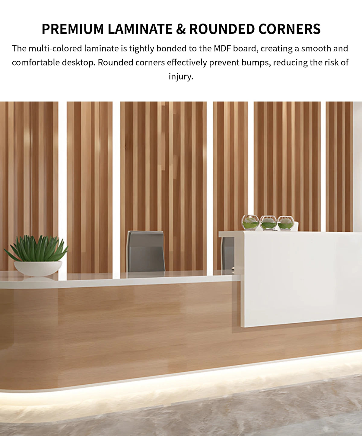 L-Shaped Reception Desk 39-236 in Wide with Dual-Tone, Keyboard Tray & File Drawers — Detail image 3