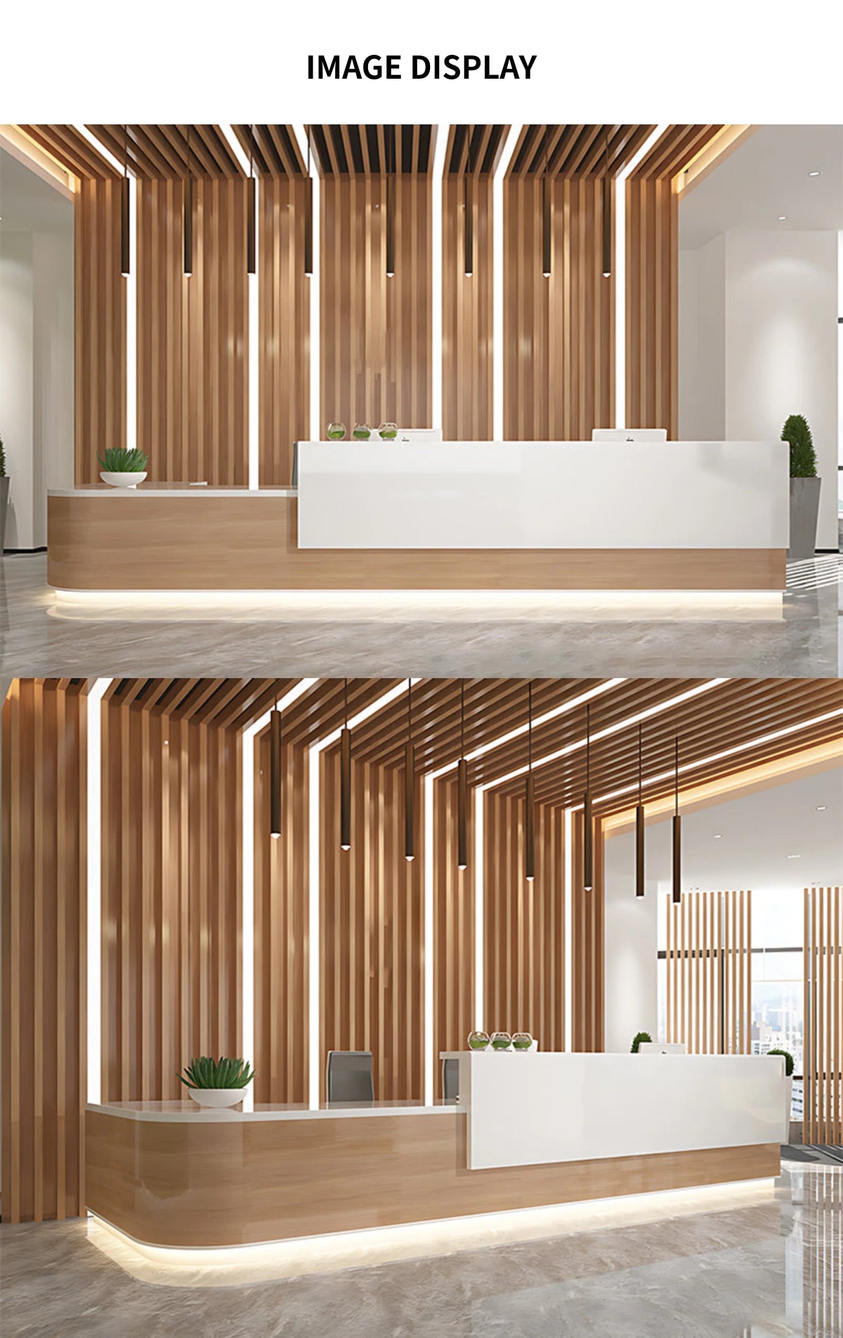 L-Shaped Reception Desk 39-236 in Wide with Dual-Tone, Keyboard Tray & File Drawers — Detail image 8