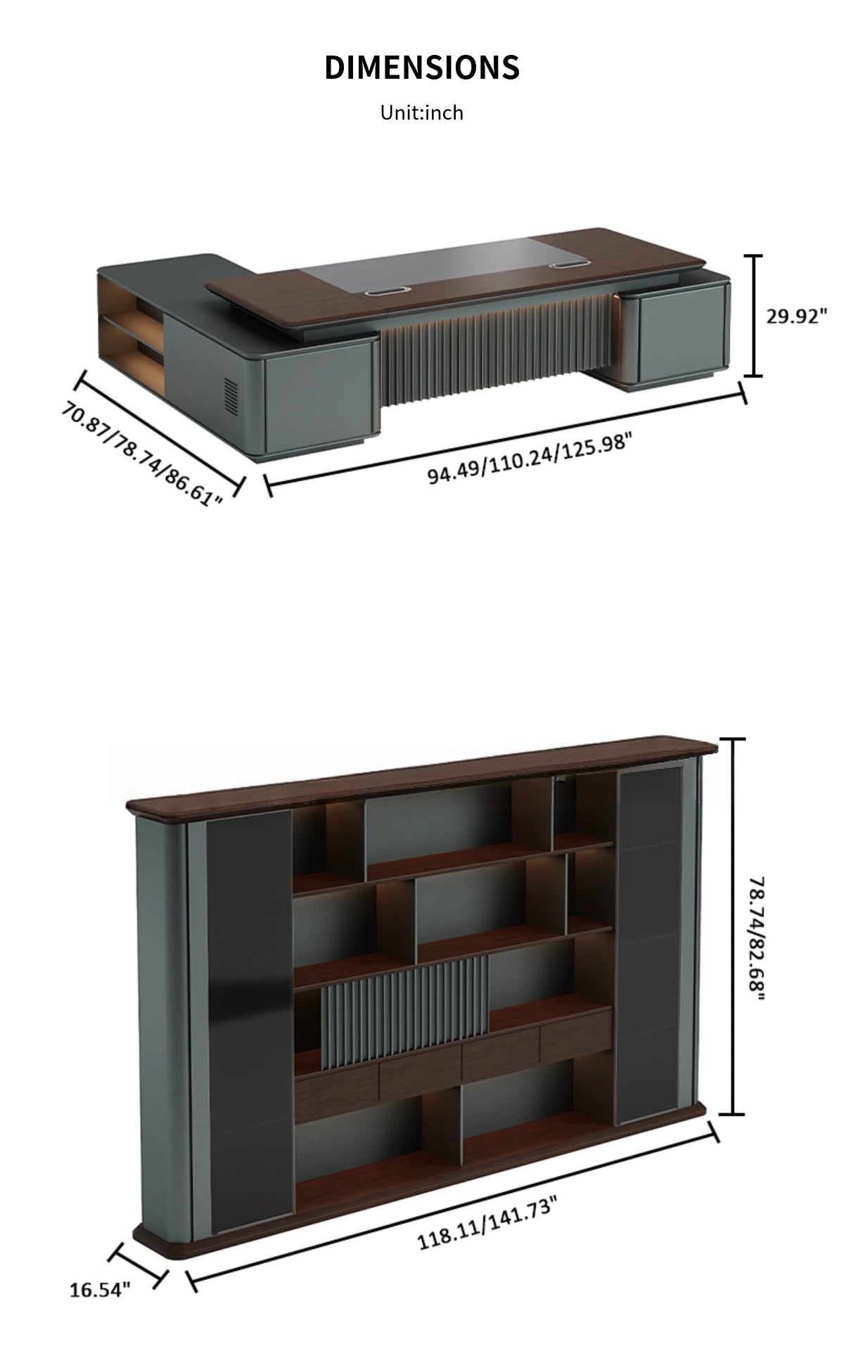 Modern Executive Desk with Solid Wood, File Drawers & Lumbar Support for Home Office — Detail image 9