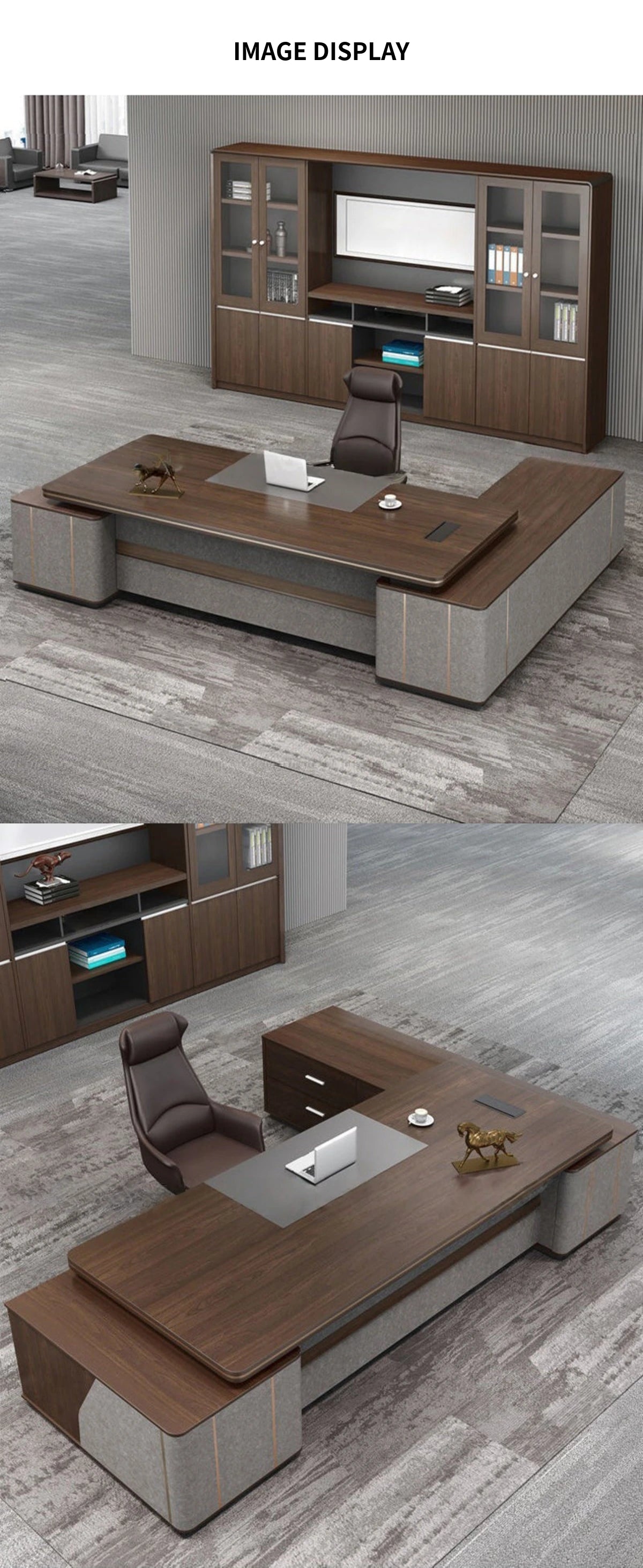 Modern Executive Desk with Curved, Cable Management & Lumbar Support for Home Office — Detail image 6