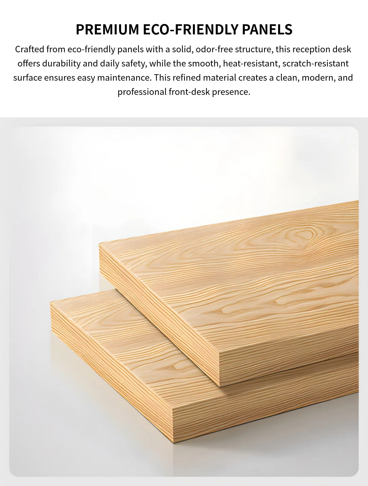 Salon Reception Desk 59-142 in Wide with Stainless Steel, Keyboard Tray & Lockable — Detail image 2