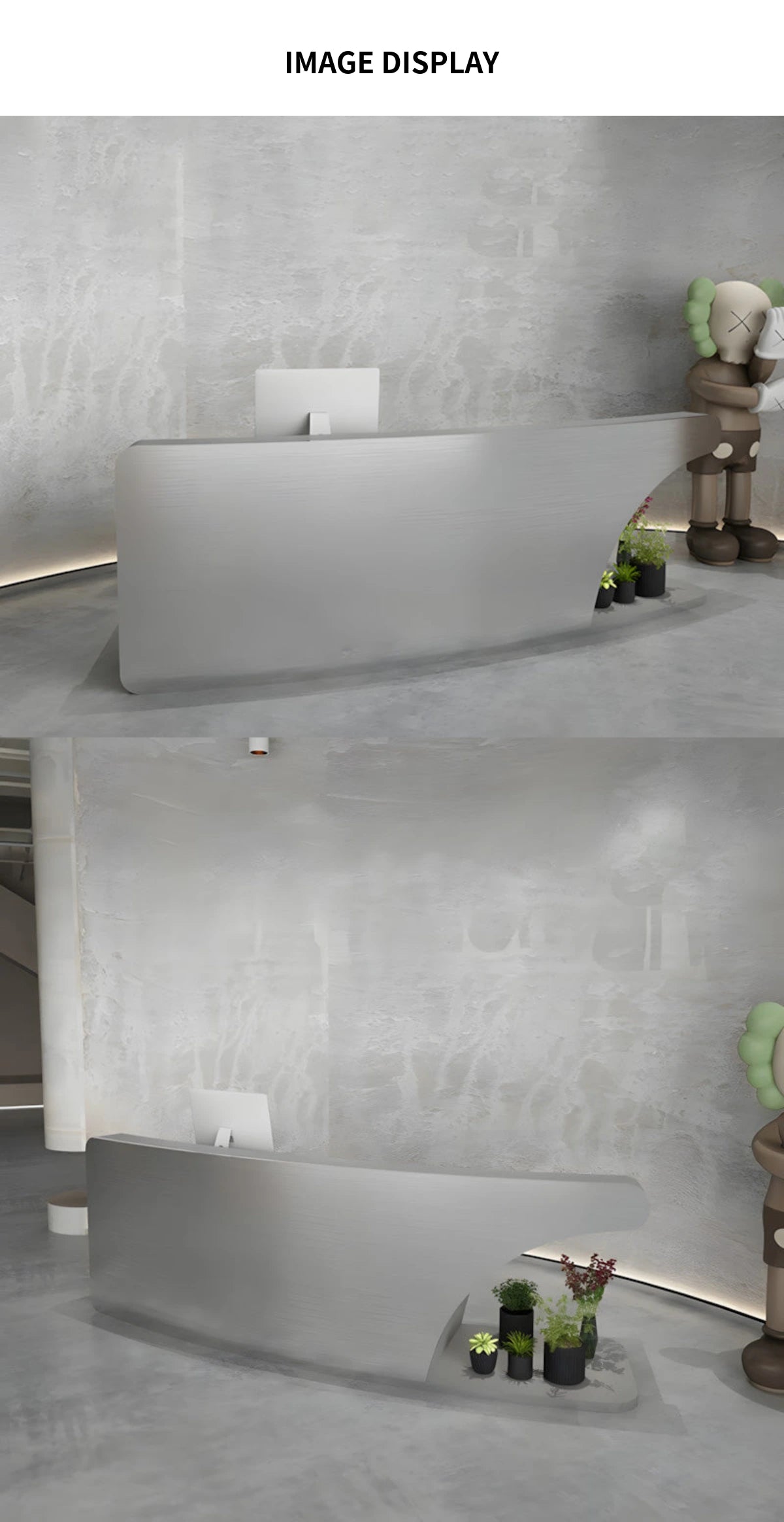Salon Reception Desk 59-142 in Wide with Stainless Steel, Keyboard Tray & Lockable — Detail image 8