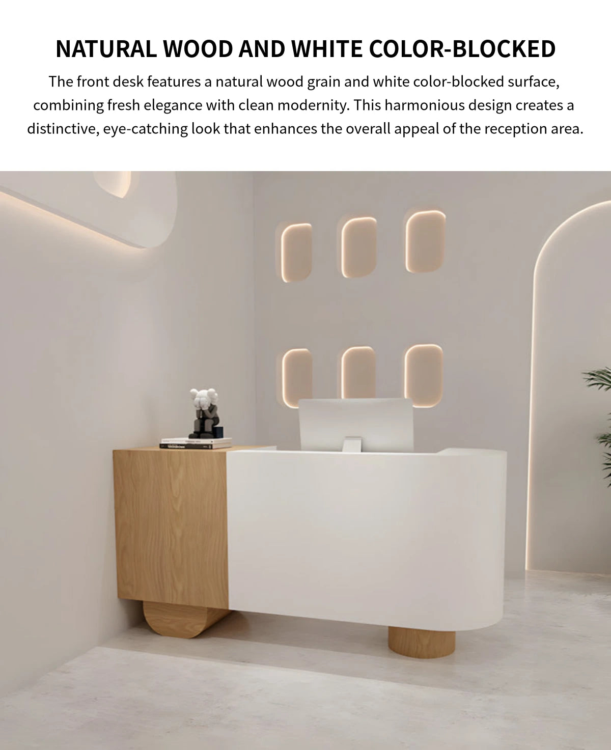 Curved Reception Desk 31-118 in Wide with Dual-Tone, Keyboard Tray & File Drawers — Detail image 3