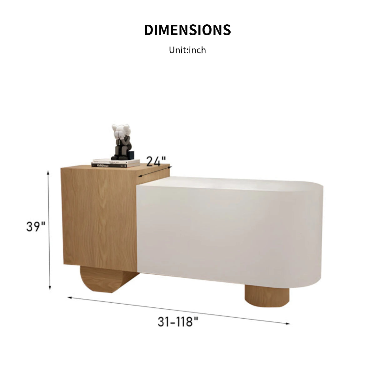Curved Reception Desk 31-118 in Wide with Dual-Tone, Keyboard Tray & File Drawers — Detail image 12