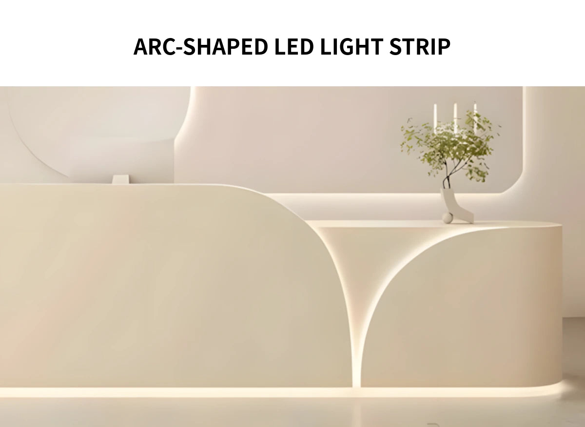 L-Shaped Reception Desk 55-157 in Wide with LED Lighting, Lockable & File Drawers — Detail image 4