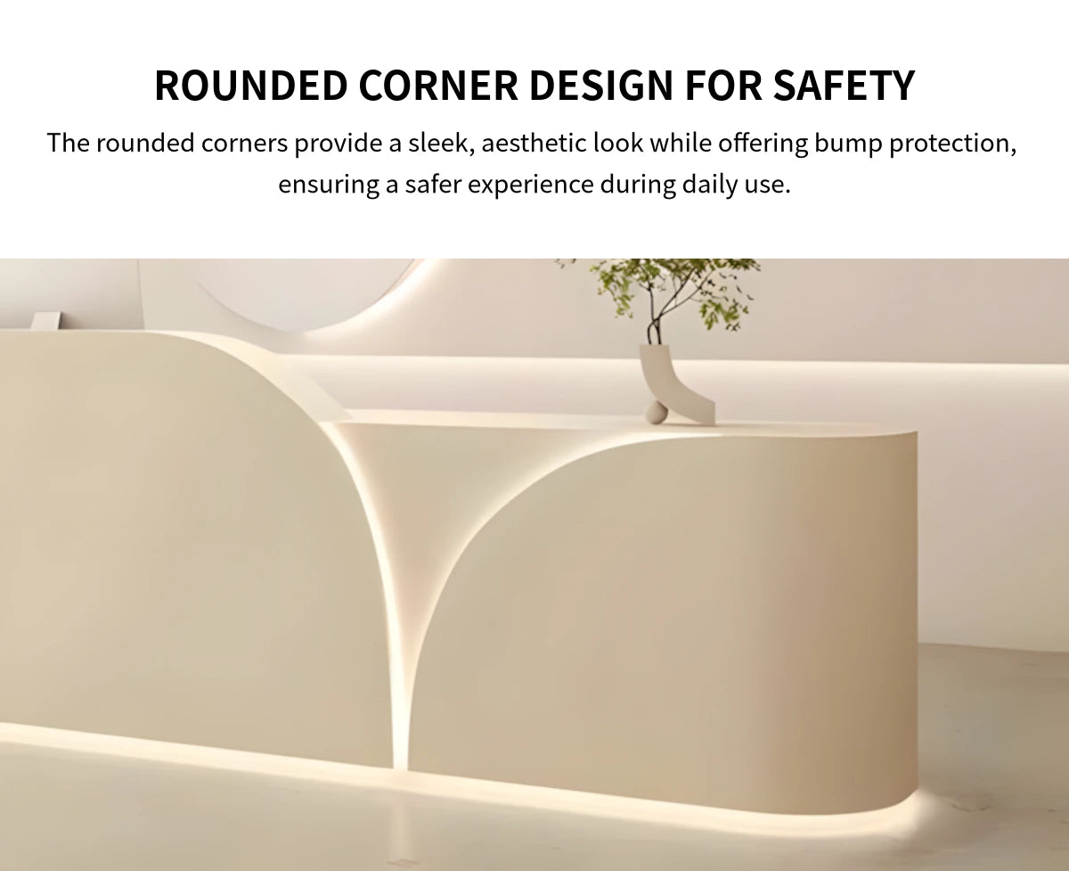 L-Shaped Reception Desk 55-157 in Wide with LED Lighting, Lockable & File Drawers — Detail image 5