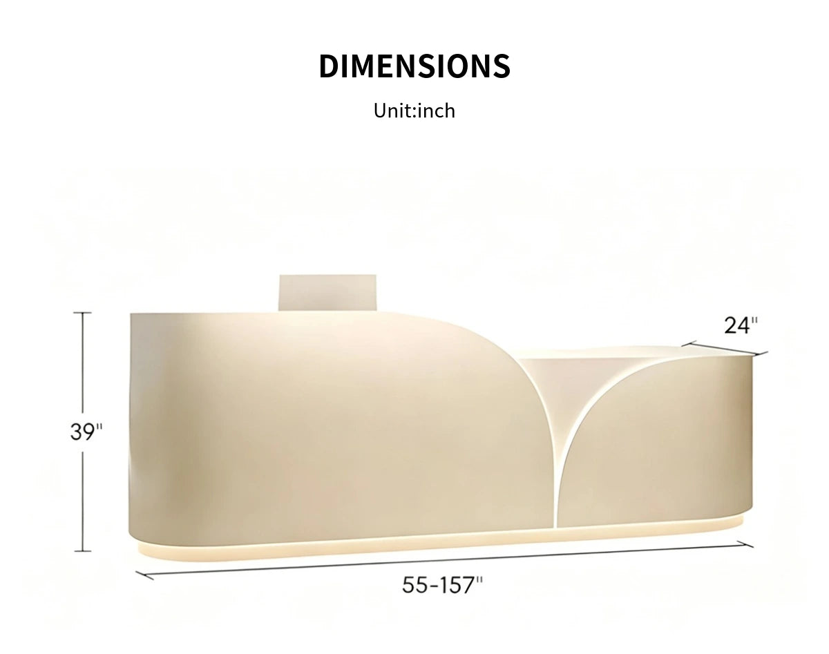 L-Shaped Reception Desk 55-157 in Wide with LED Lighting, Lockable & File Drawers — Detail image 12