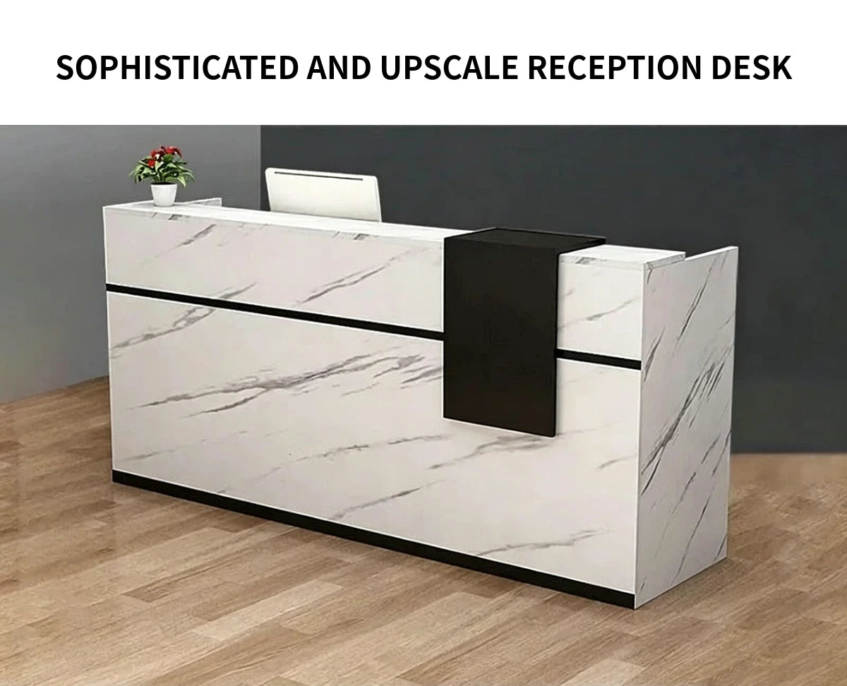 Modern Reception Desk 39-118 in Wide with Keyboard Tray & Lumbar Support for Office Lobby — Detail image 1
