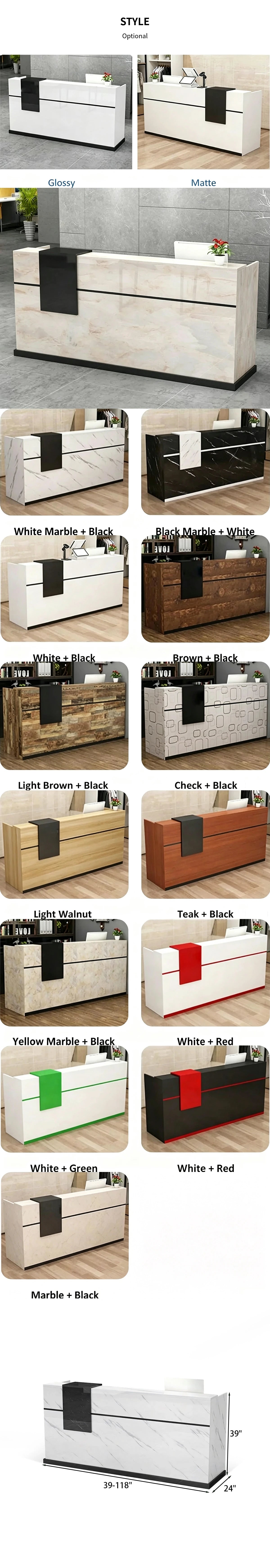 Modern Reception Desk 39-118 in Wide with Keyboard Tray & Lumbar Support for Office Lobby — Detail image 7