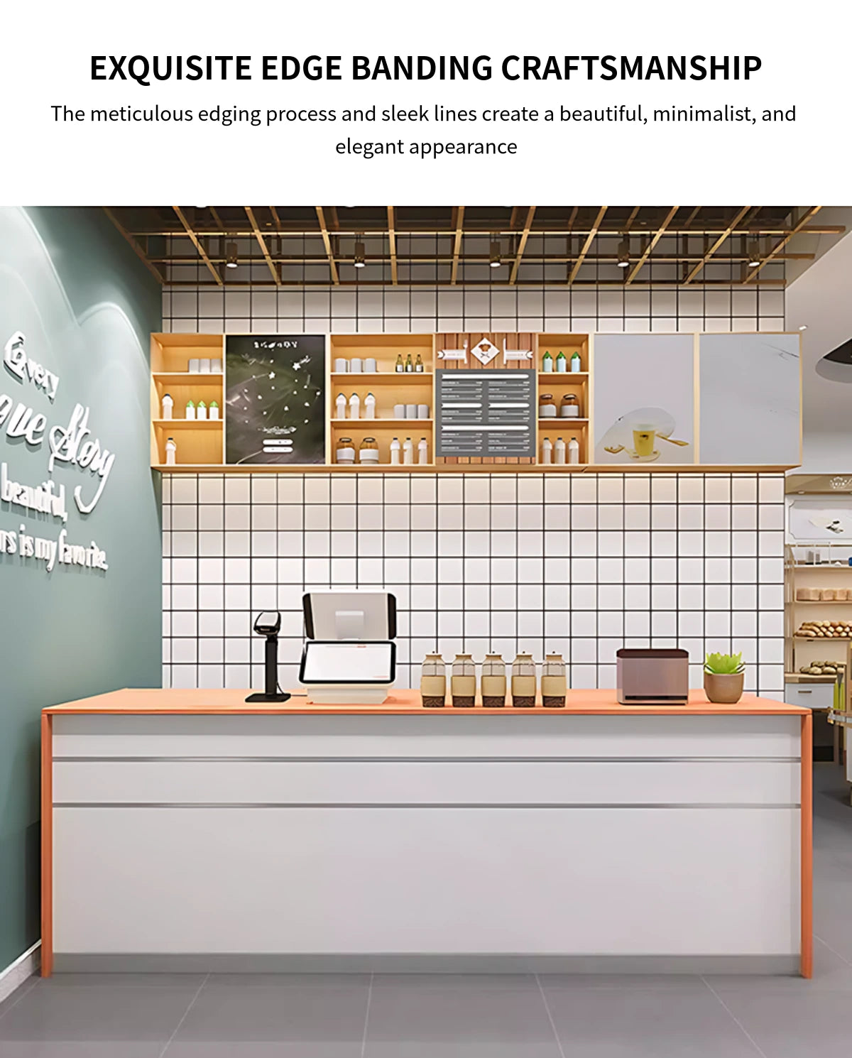 Modern Reception Desk 39-157 in Wide with Solid Wood for Office Lobby — Detail image 6