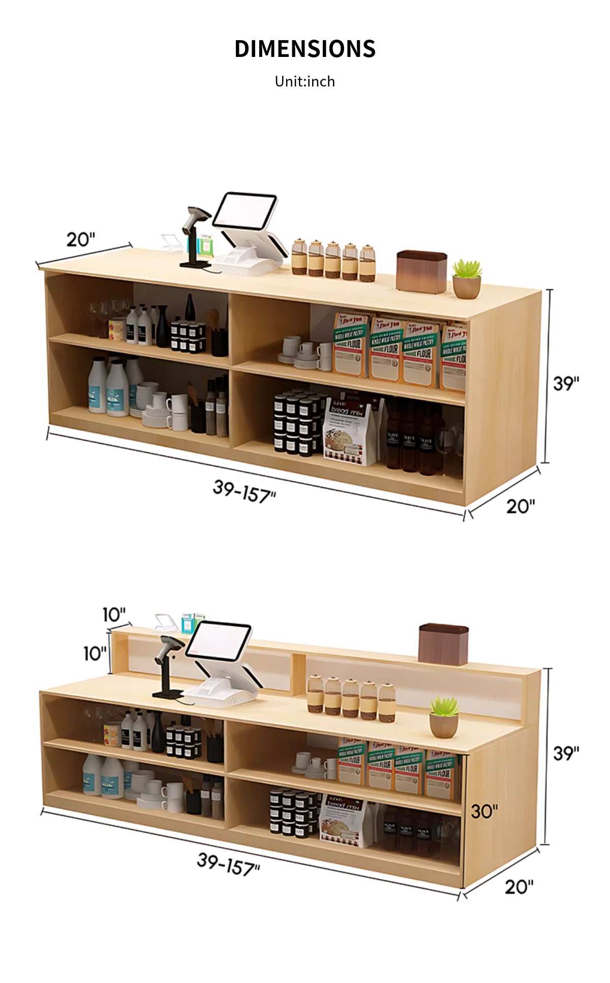Modern Reception Desk 39-157 in Wide with Solid Wood for Office Lobby — Detail image 12