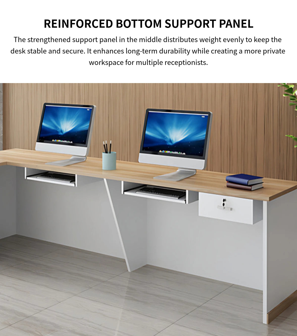 L-Shaped Reception Desk with Keyboard Tray & Lockable for Salon — Detail image 4