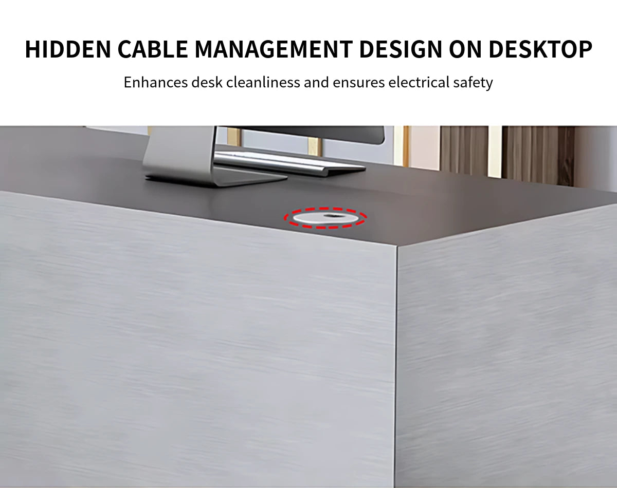 Salon Reception Desk 31-87 in Wide with Stainless Steel & Cable Management for Salon — Detail image 5