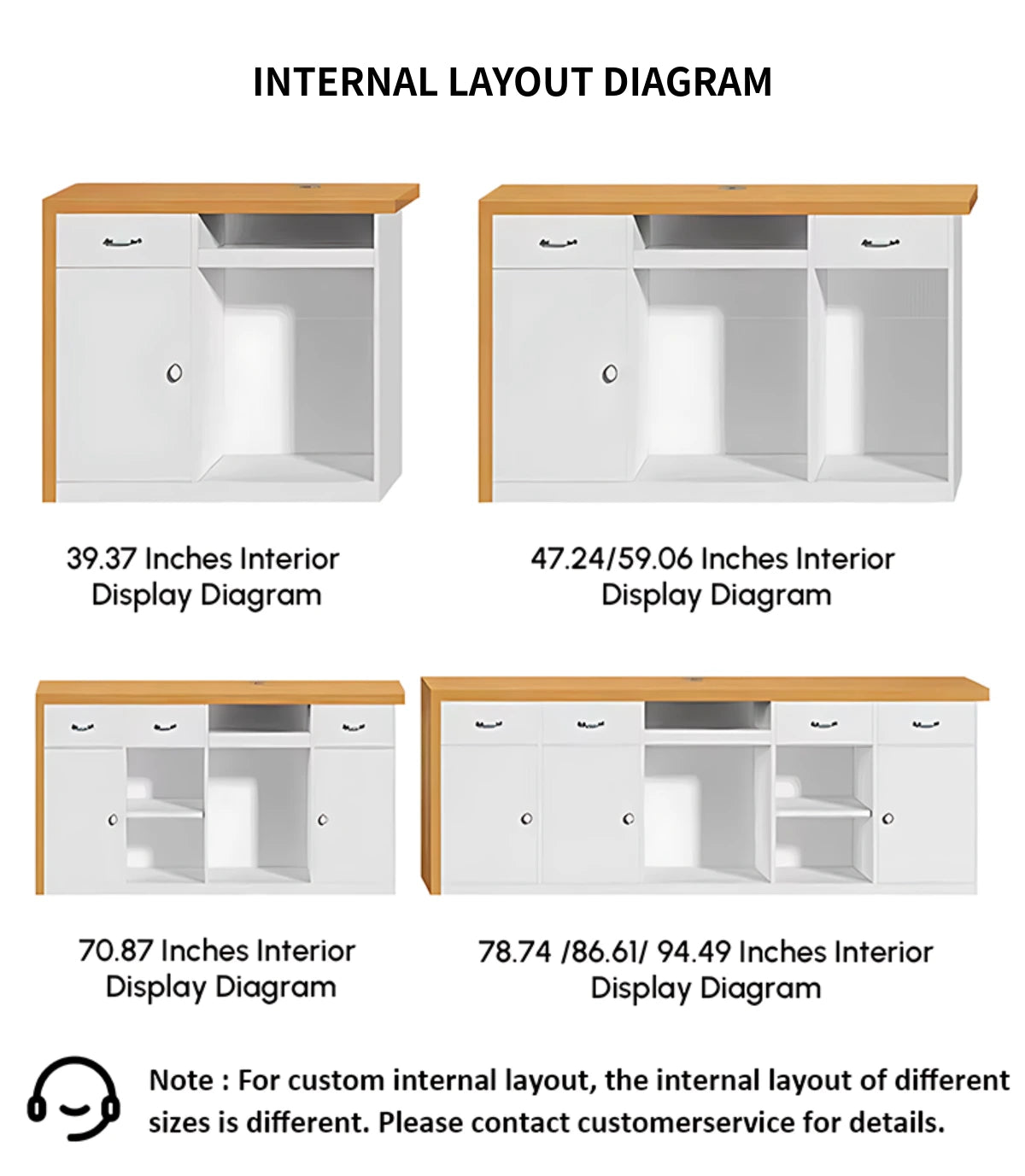 Salon Reception Desk 31-87 in Wide with Stainless Steel & Cable Management for Salon — Detail image 8