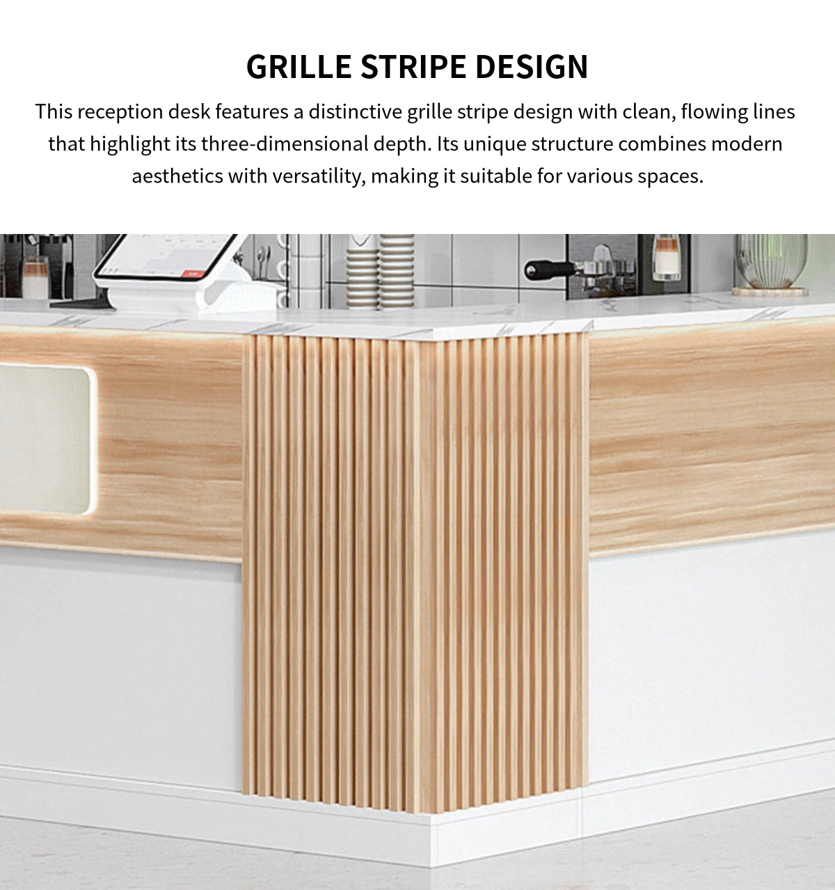 Modern Reception Desk 39-94 in Wide with Lockable, File Drawers & Modular for Office Lobby — Detail image 5