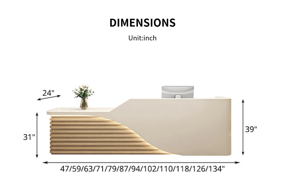 Curved Reception Desk 47-134 in Wide for Salon — Detail image 10