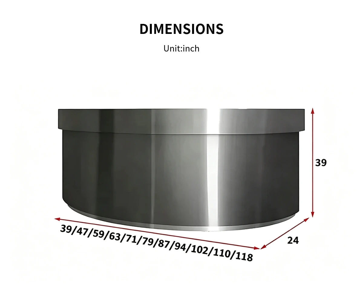 L-Shaped Reception Desk 39-118 in Wide with Lockable, Stainless Steel & File Drawers — Detail image 7