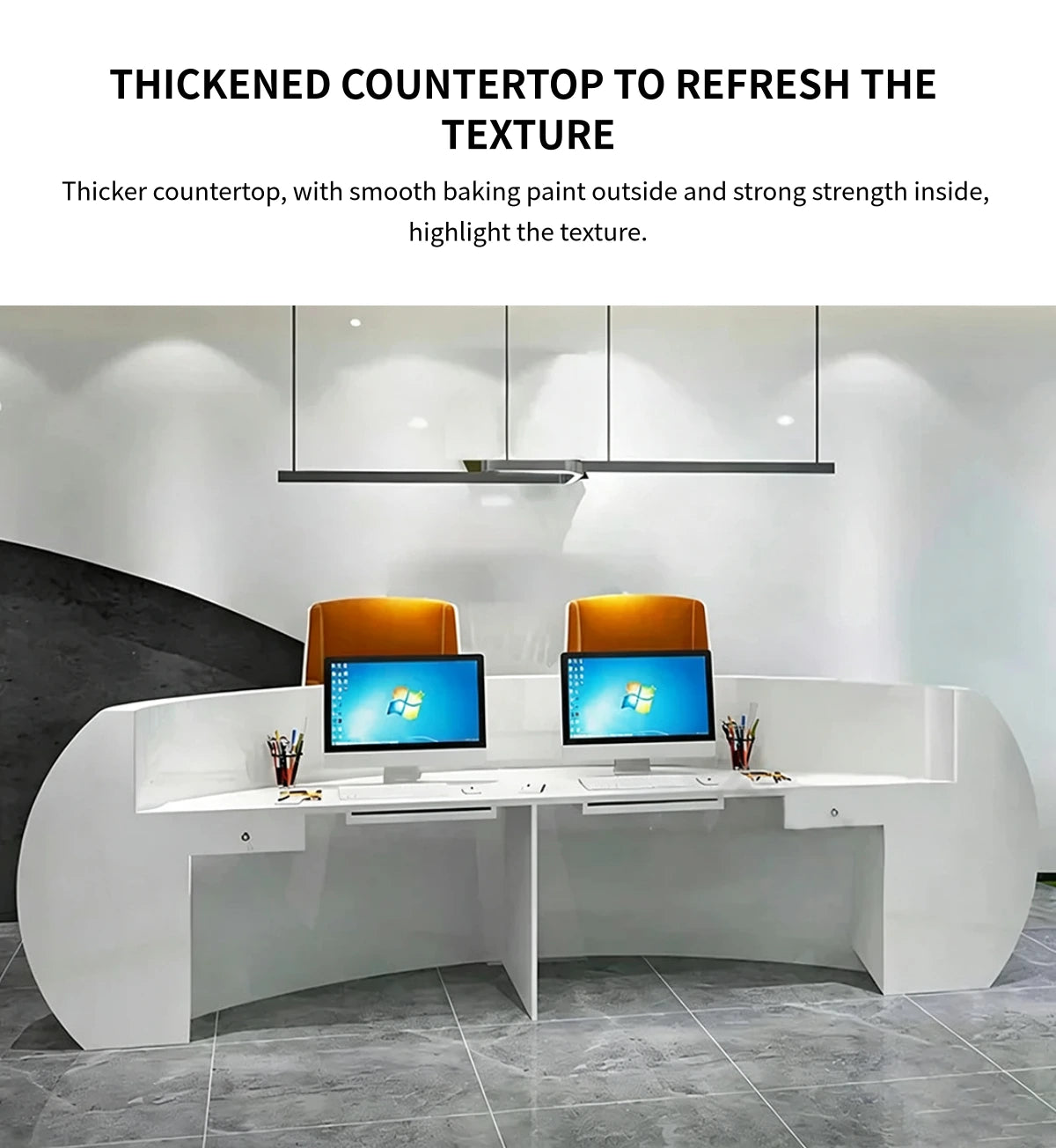 Curved Reception Desk 63-197 in Wide with Lumbar Support for Retail — Detail image 6