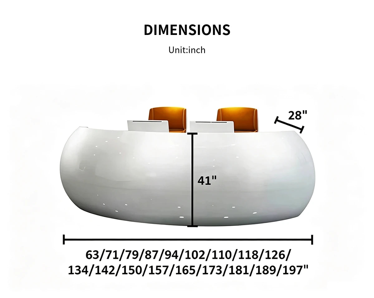 Curved Reception Desk 63-197 in Wide with Lumbar Support for Retail — Detail image 9