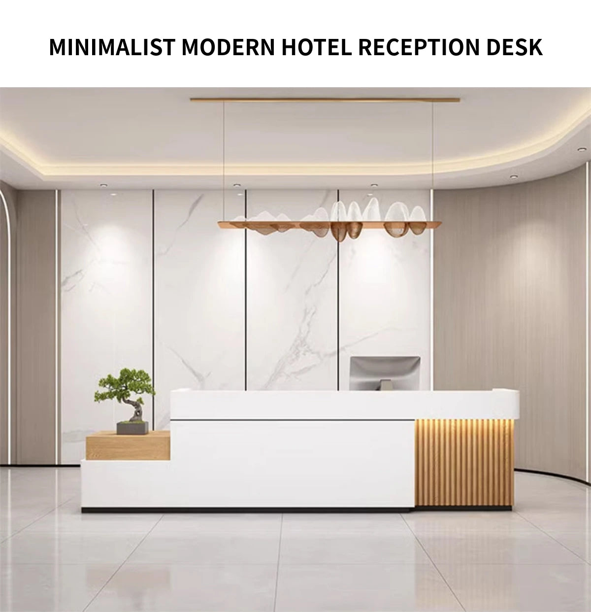 Retail Reception Desk 47-150 in Wide with File Drawers & LED Lighting for Retail — Detail image 1