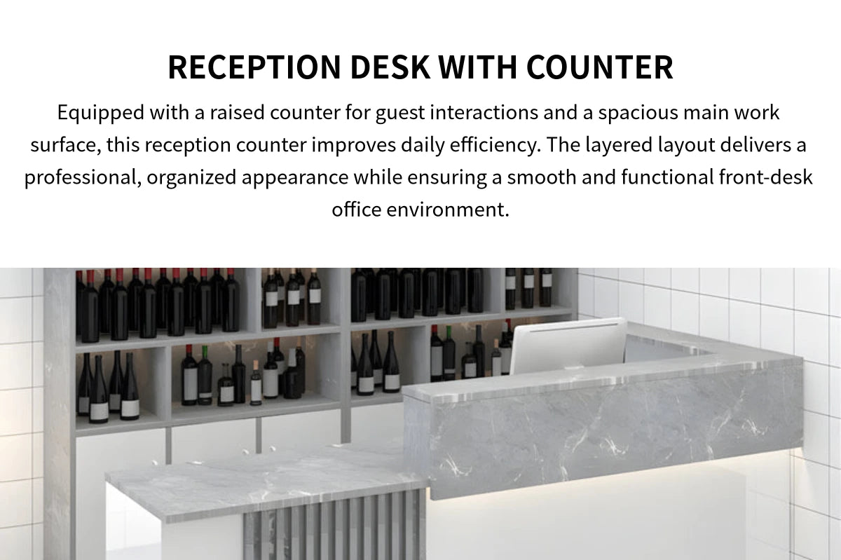Retail Reception Desk 39-118 in Wide with Keyboard Tray, Lockable & File Drawers — Detail image 3