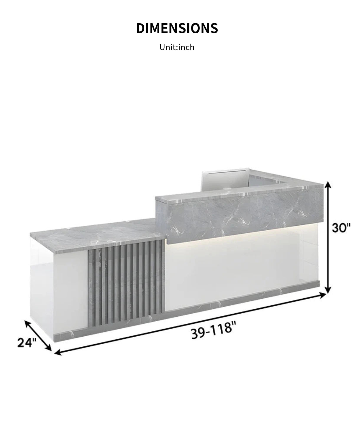 Retail Reception Desk 39-118 in Wide with Keyboard Tray, Lockable & File Drawers — Detail image 13