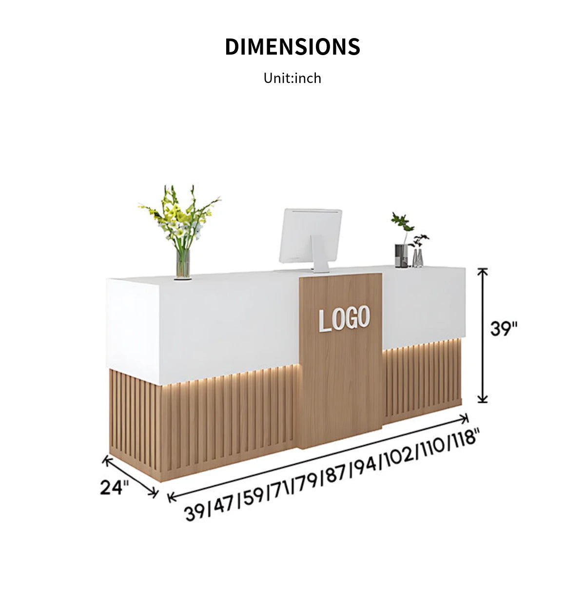 Retail Reception Desk 39-118 in Wide with Keyboard Tray for Retail — Detail image 9