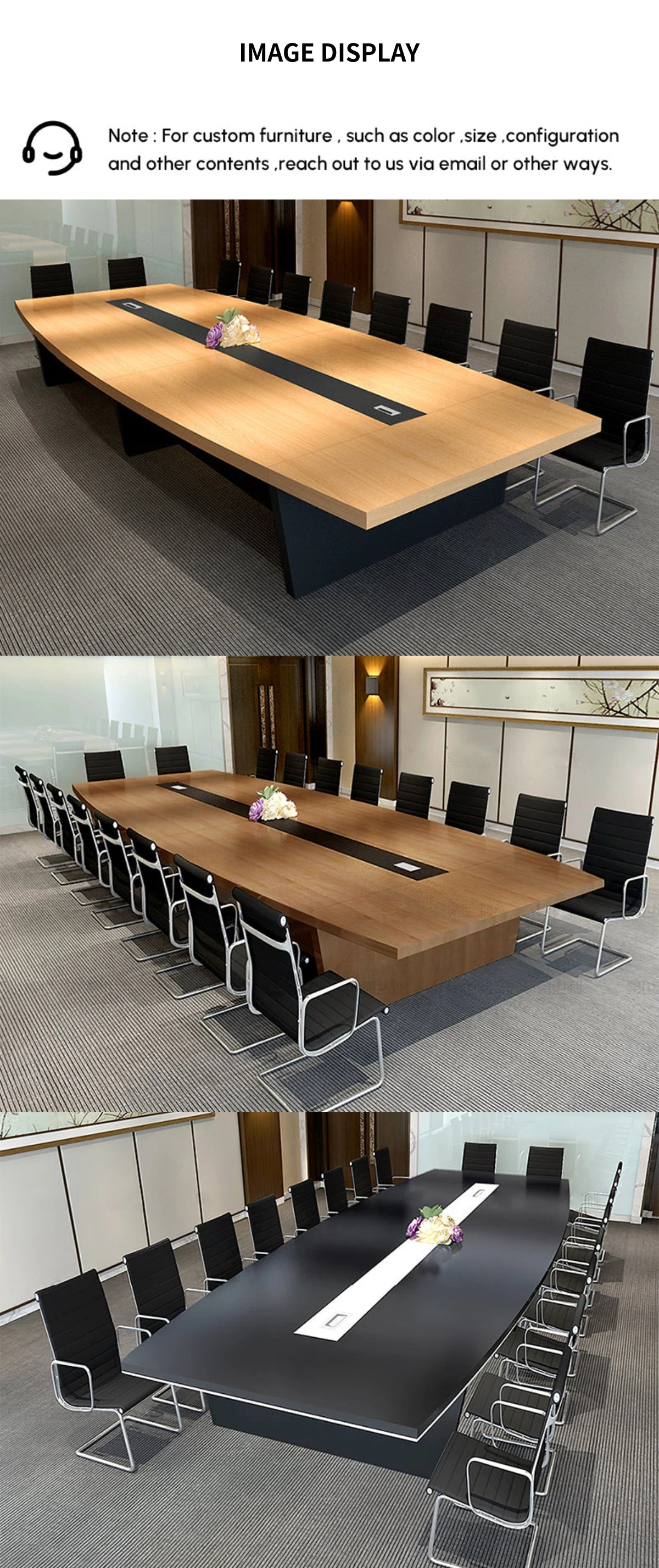 Boat-Shaped Conference Table 79-236 in Wide (6.6-19.7 ft) with Cable Management — Detail image 6