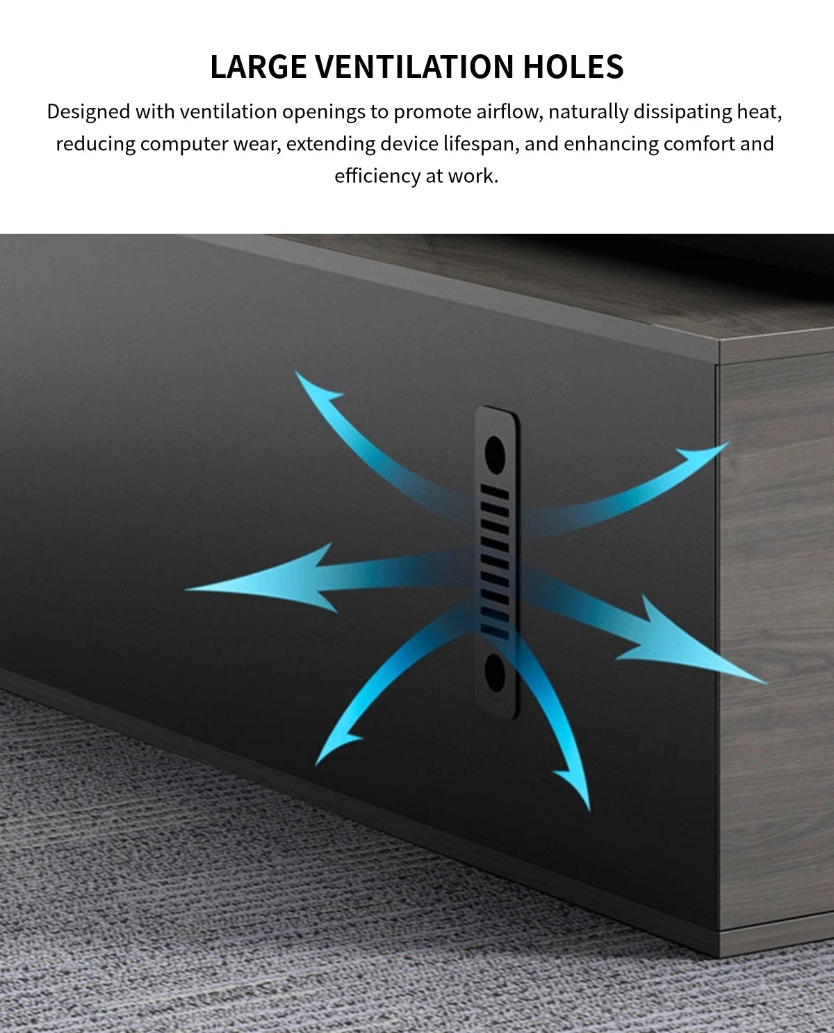Modern Executive Desk 71-110 in Wide with Cable Management, Side Storage & Stainless Steel — Detail image 7