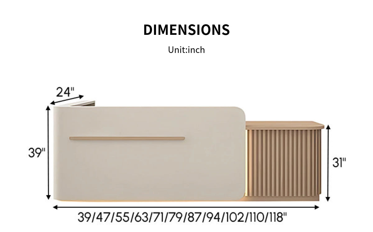 Salon Reception Desk 39-118 in Wide with Keyboard Tray, Lockable & File Drawers for Salon — Detail image 9