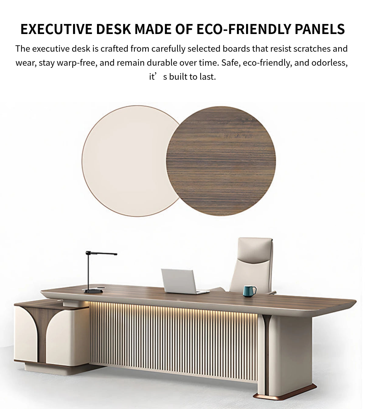 L-Shaped Reception Desk with File Drawers, LED Lighting & Side Storage for Office Lobby — Detail image 2