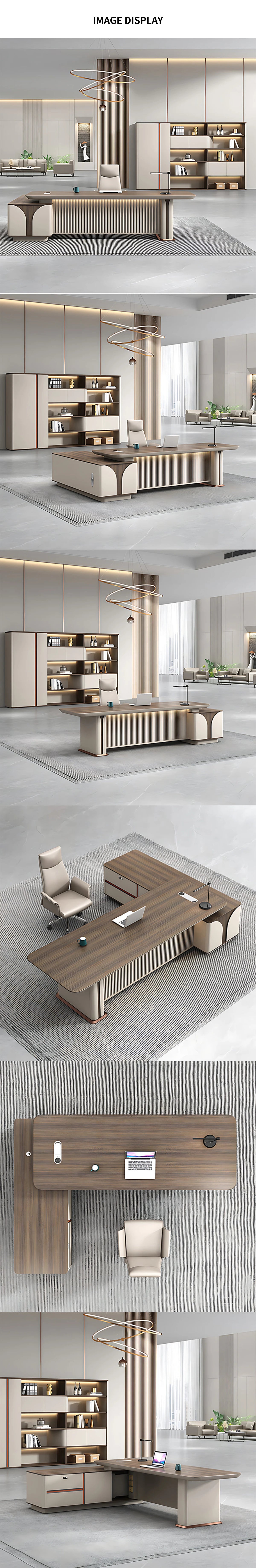 L-Shaped Reception Desk with File Drawers, LED Lighting & Side Storage for Office Lobby — Detail image 11