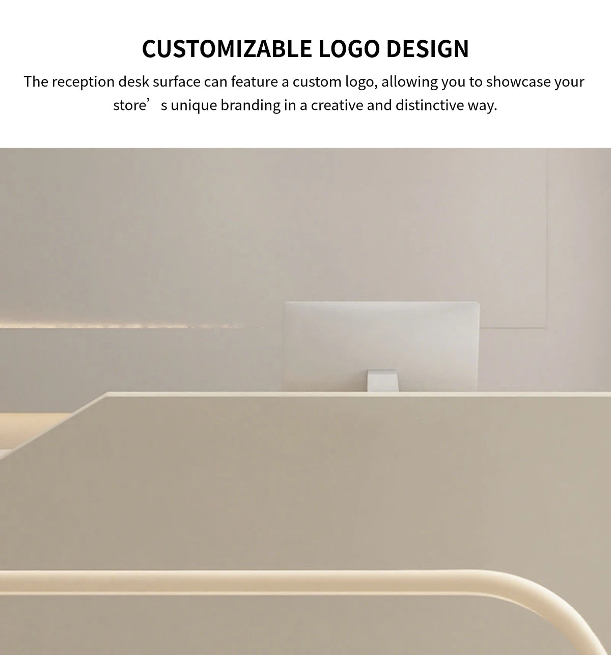Curved Reception Desk 71-142 in Wide with File Drawers & Transaction Counter for Salon — Detail image 4