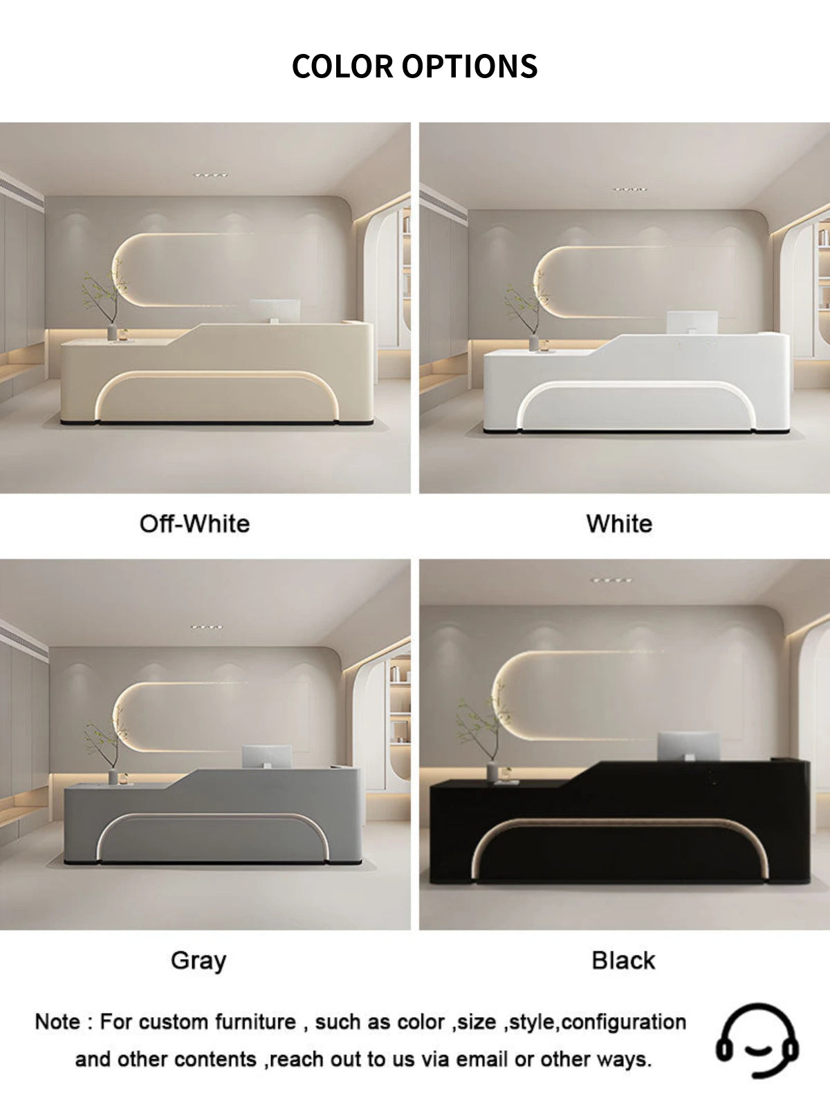 Curved Reception Desk 71-142 in Wide with File Drawers & Transaction Counter for Salon — Detail image 10