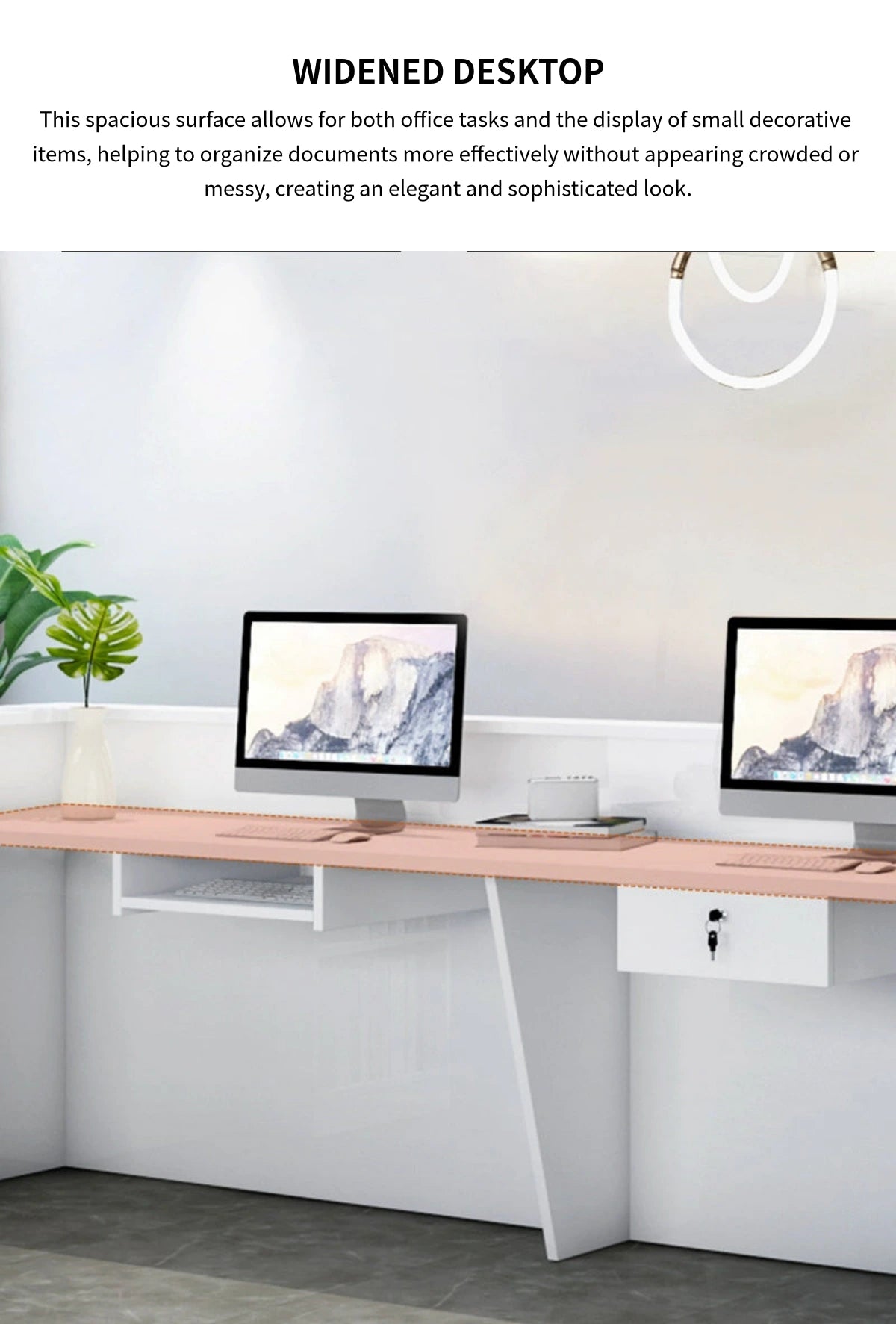 Salon Reception Desk 47-142 in Wide with Cable Management, Keyboard Tray & Lockable — Detail image 5