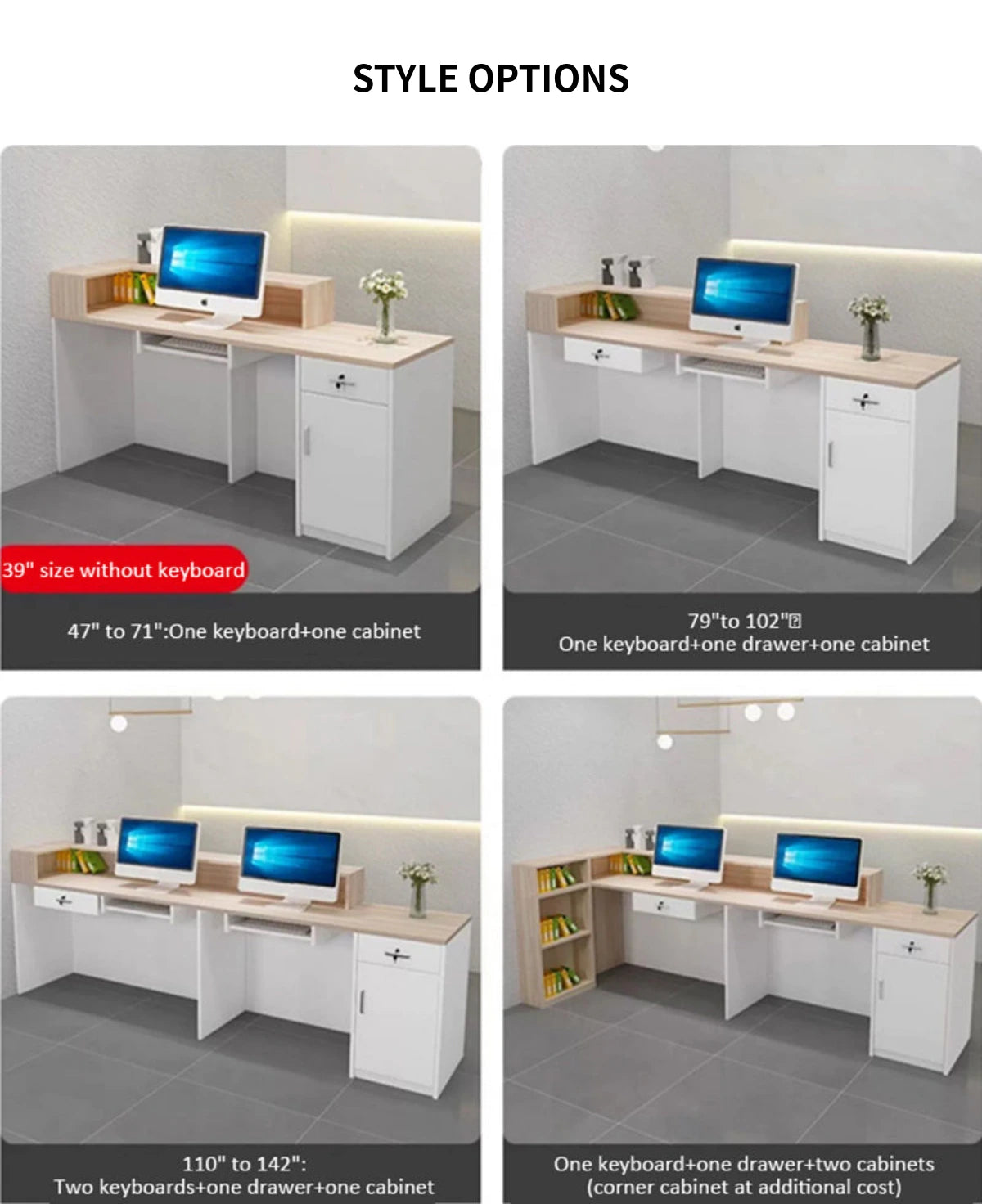 Salon Reception Desk 47-142 in Wide with Cable Management, Keyboard Tray & Lockable — Detail image 11